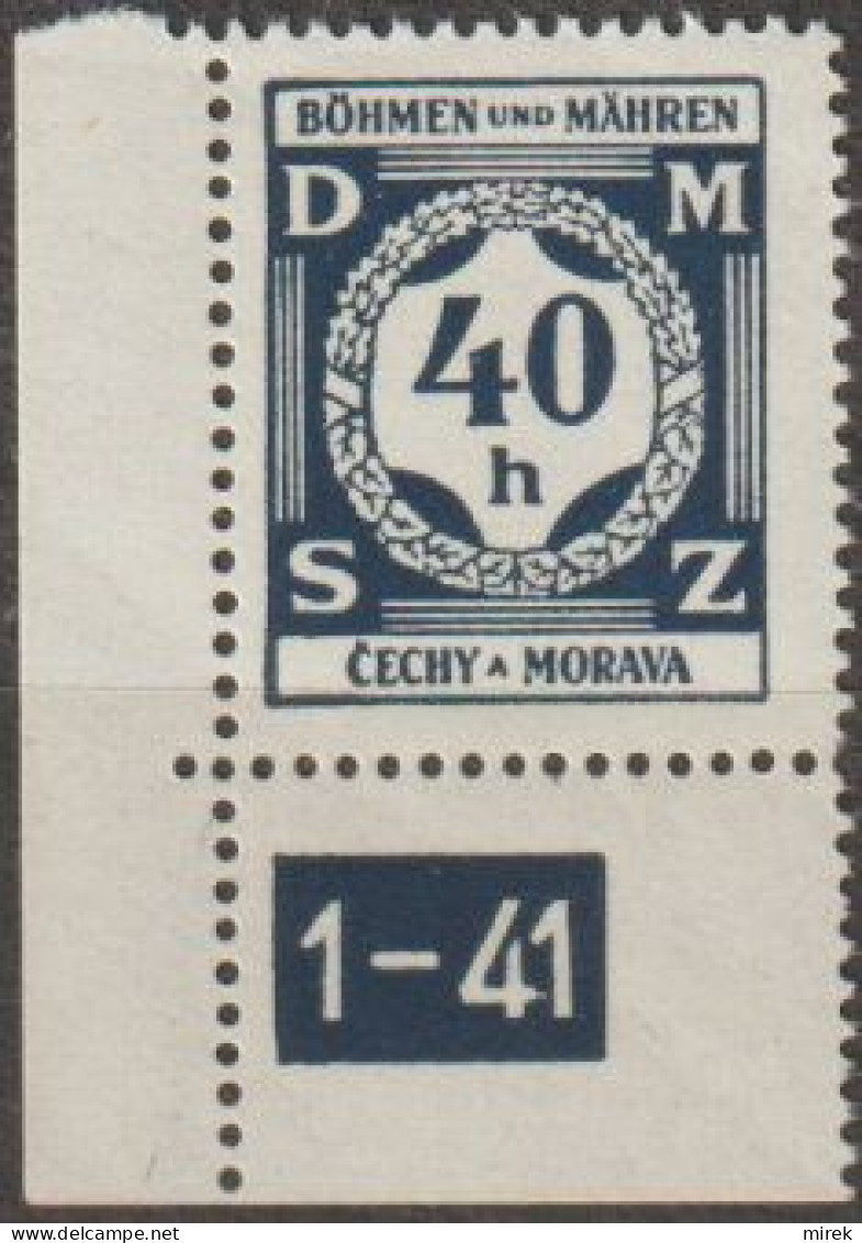 24/ Pof. SL 2, Corner Stamp, Plate Number 1-41 - Neufs