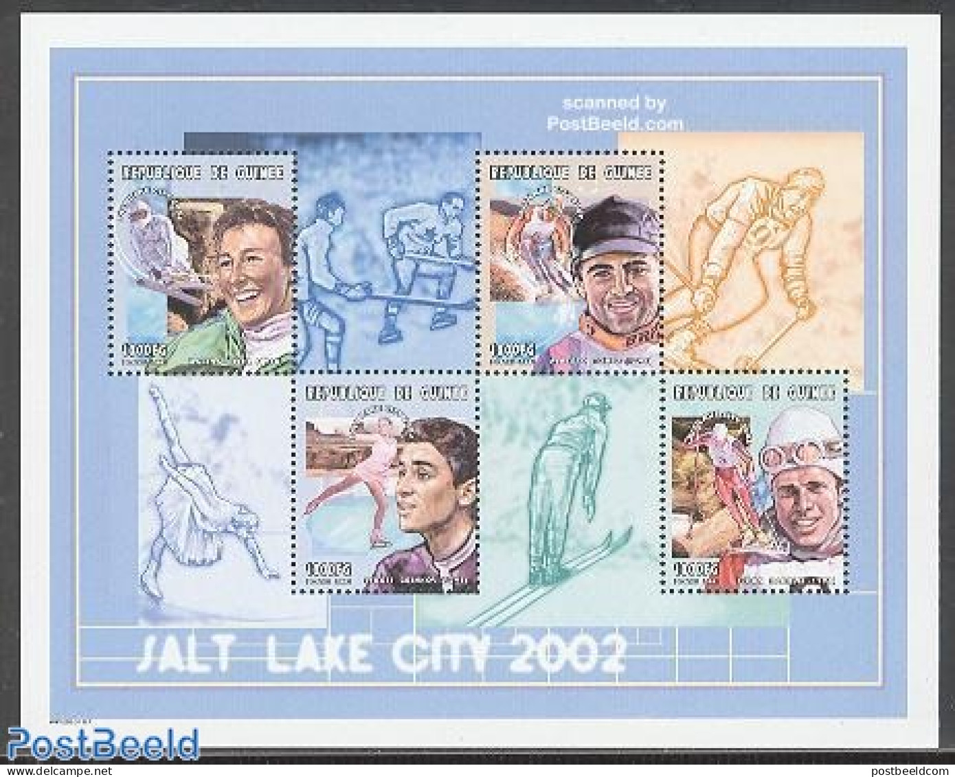 Guinea, Republic 2002 Olympic Winter Games 4v M/s, Mint NH, Sport - Olympic Winter Games - Skiing - Ski