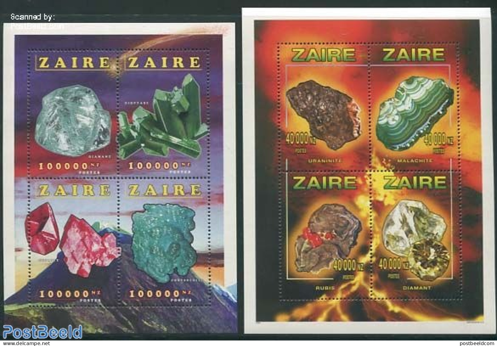 Congo Dem. Republic, (zaire) 1996 Minerals 2x4v M/s, Mint NH, History - Geology - Autres & Non Classés