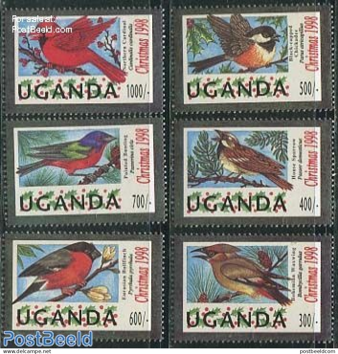 Uganda 1998 Christmas, Birds 6v, Mint NH, Nature - Religion - Birds - Christmas - Weihnachten