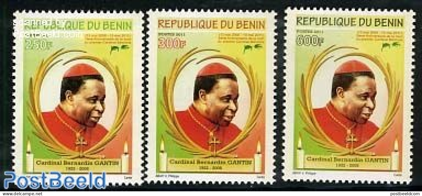 Benin 2011 Cardinal Bernardin Gantin 3v, Mint NH, Religion - Religion - Ungebraucht