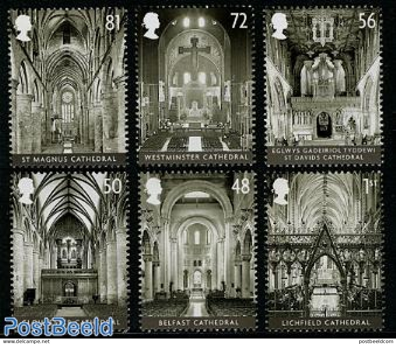 Great Britain 2008 Cathedrals 6v, Mint NH, Performance Art - Religion - Music - Churches, Temples, Mosques, Synagogues - Unused Stamps