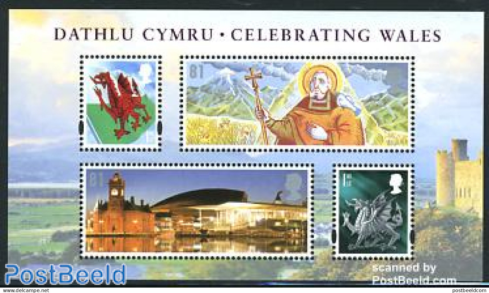 Great Britain 2009 Celebrating Wales S/s, Mint NH, History - Religion - Coat Of Arms - Religion - Unused Stamps