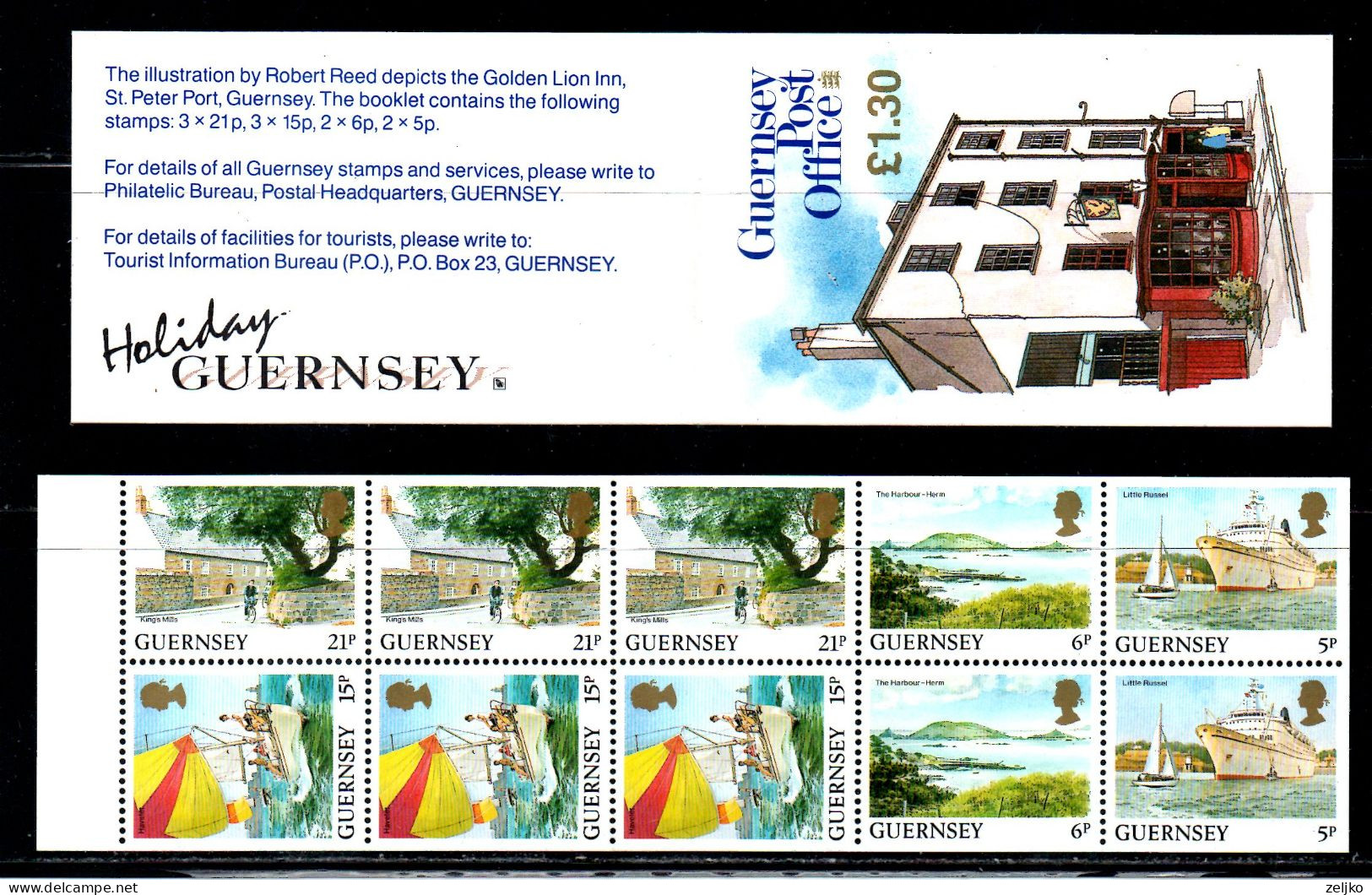 Guernsey, MNH, Booklet, H-Blatt 37, Michel 327, 328, 516, ,bent By Vertical Perforation - Guernesey