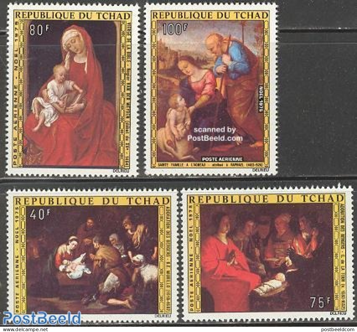Chad 1975 Christmas, Paintings 4v, Mint NH, Religion - Christmas - Art - Paintings - Raphael - Other & Unclassified