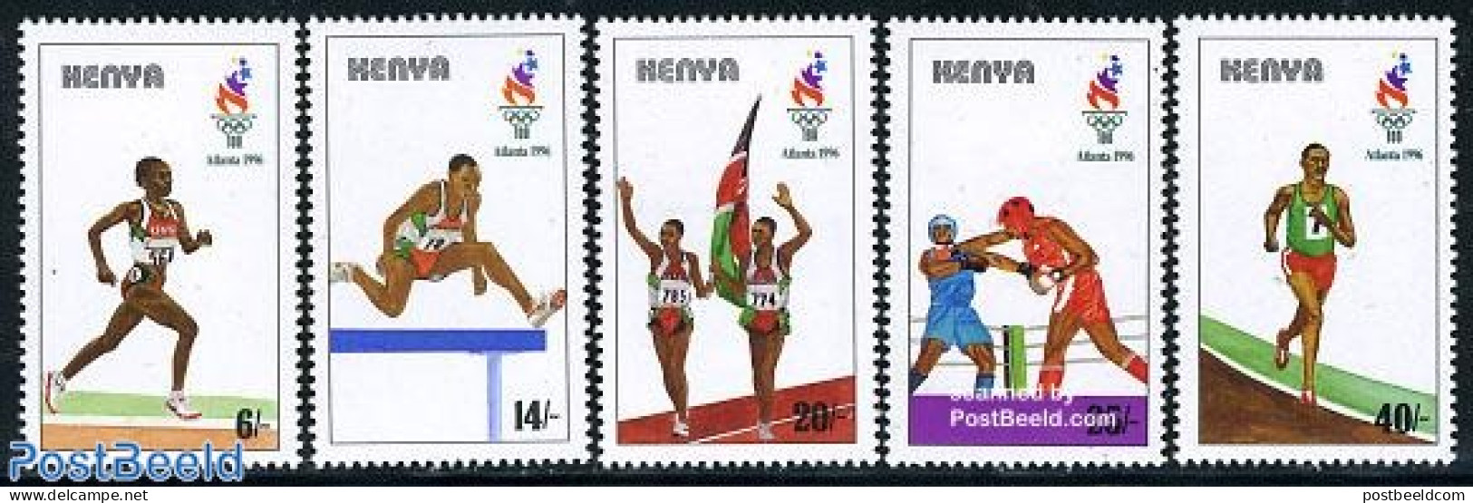 Kenia 1996 Olympic Games 5v, Mint NH, Sport - Athletics - Boxing - Olympic Games - Atletica