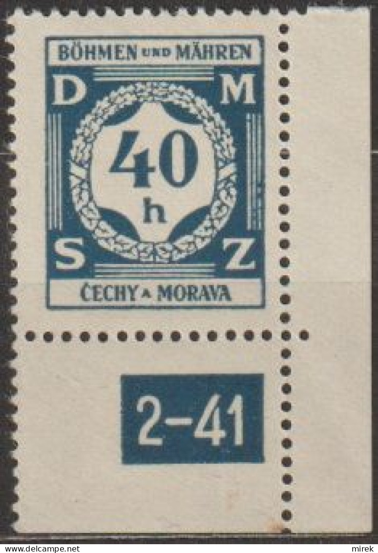 25/ Pof. SL 2, Grey Blue, Corner Stamp, Plate Number 2-41 - Neufs