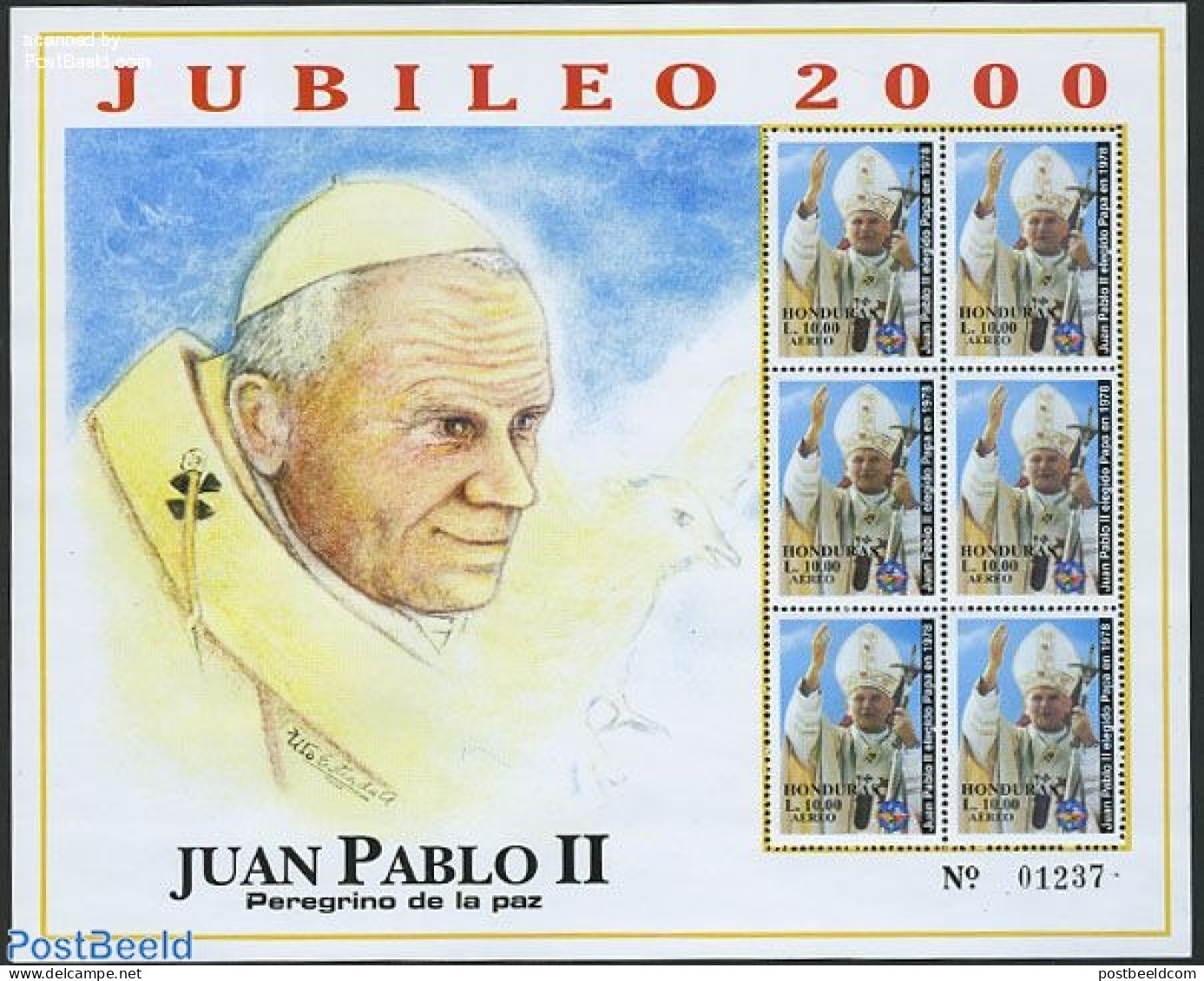 Honduras 2000 Holy Year 2000 6v M/s, Mint NH, Religion - Pope - Religion - Päpste