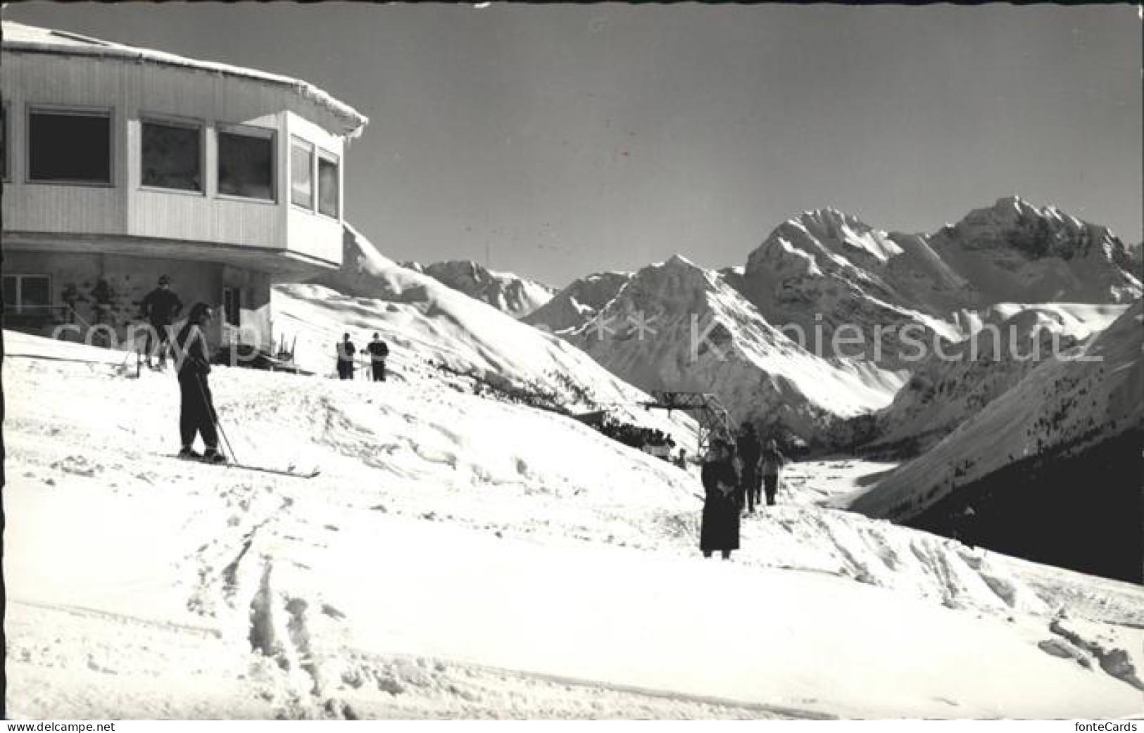 11781026 Davos GR Bergrestaurant Clavendeler Alp Mit Sertig Doerfli Mittaghorn P - Sonstige & Ohne Zuordnung