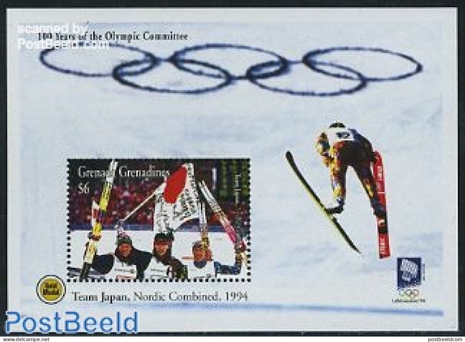 Grenada Grenadines 1994 100 Years I.O.C. S/s, Mint NH, Sport - Olympic Winter Games - Grenada (1974-...)