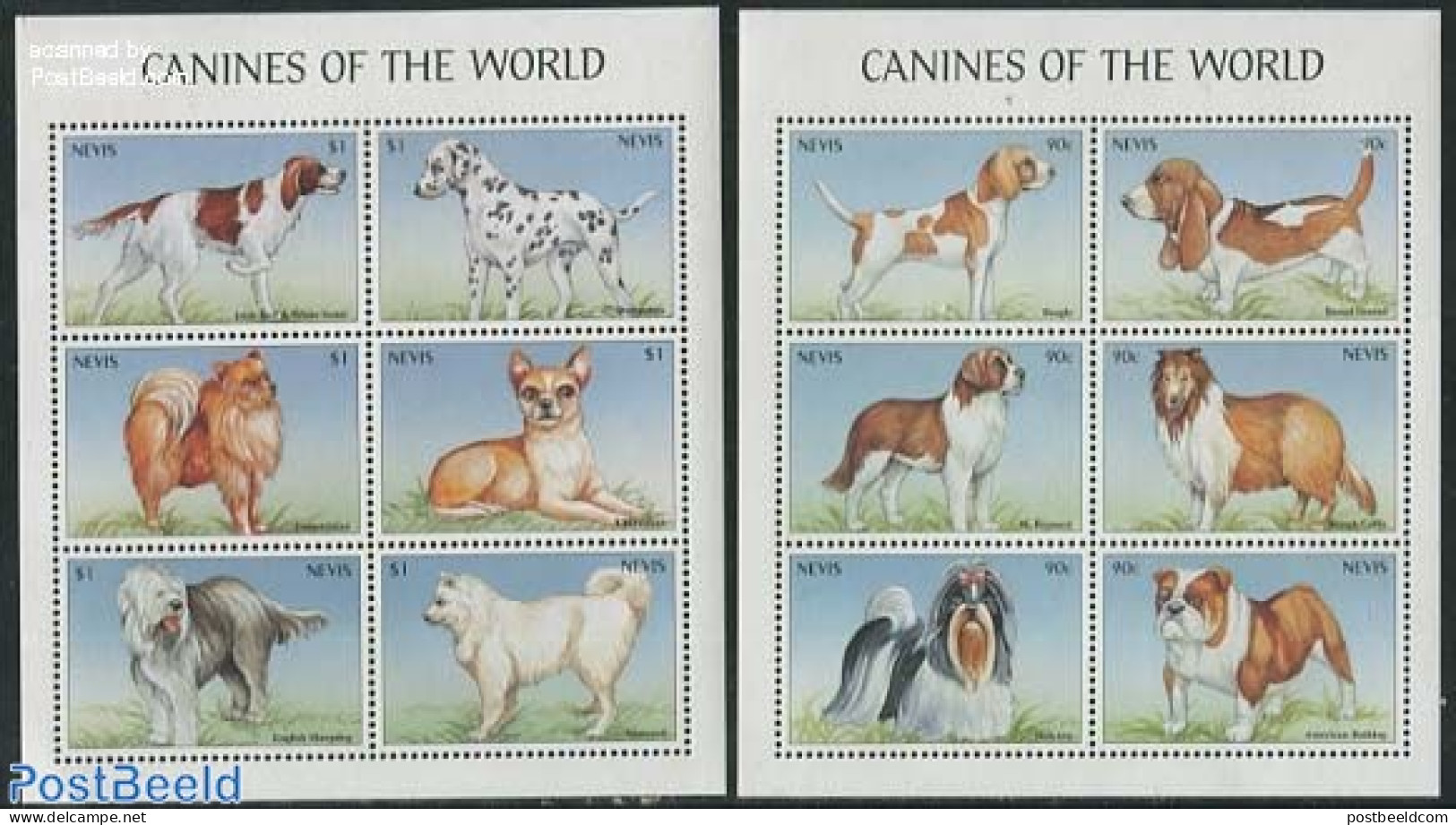 Nevis 2000 Dgs 12v (2 M/s), Mint NH, Nature - Dogs - St.Kitts-et-Nevis ( 1983-...)