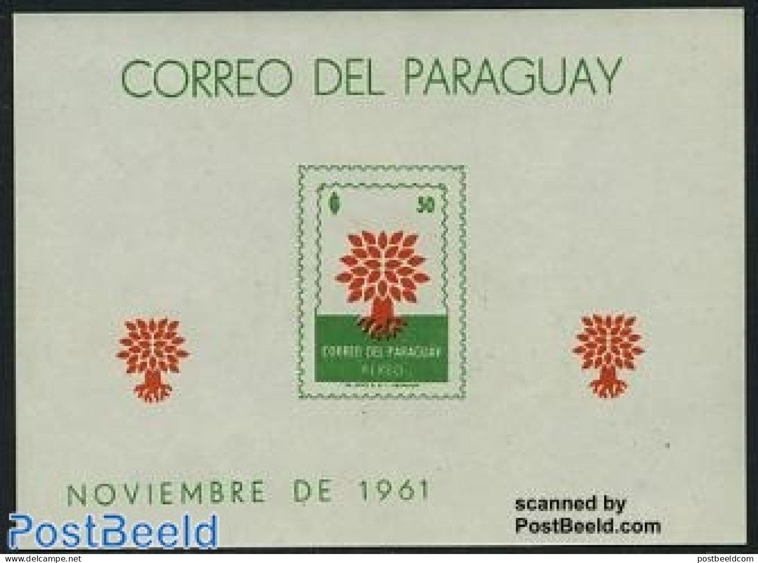 Paraguay 1961 World Refugees Year S/s, Mint NH, History - Nature - Various - Refugees - Trees & Forests - Int. Year Of.. - Réfugiés