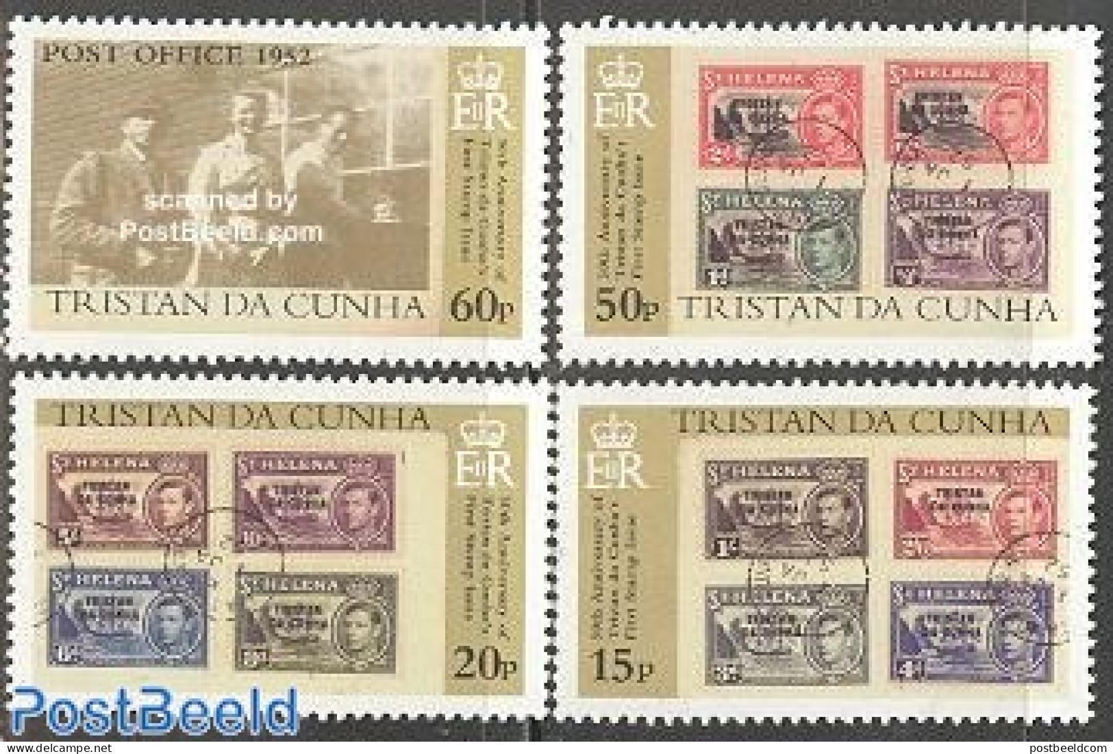 Tristan Da Cunha 2002 50th Anniversary Of First Stamps 4v, Mint NH, Transport - Stamps On Stamps - Ships And Boats - Briefmarken Auf Briefmarken