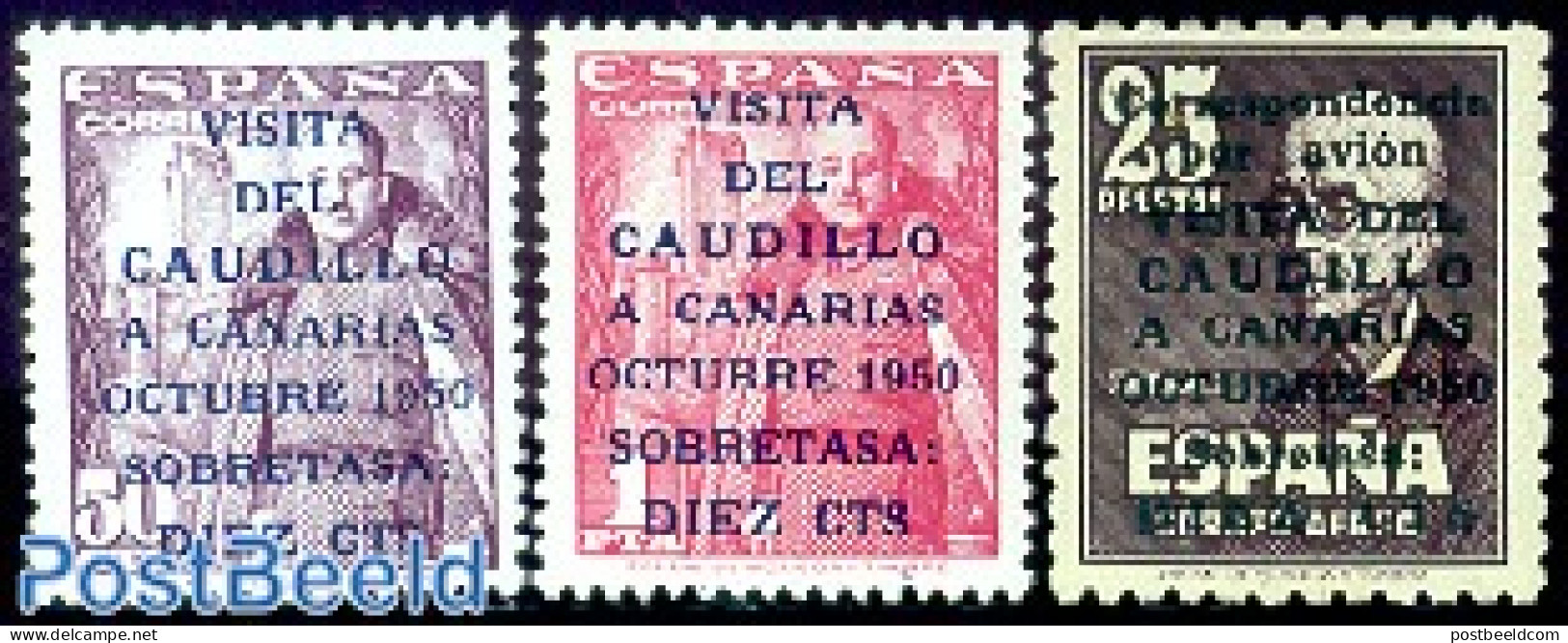 Spain 1950 Canarian Visit 3v, Mint NH - Unused Stamps