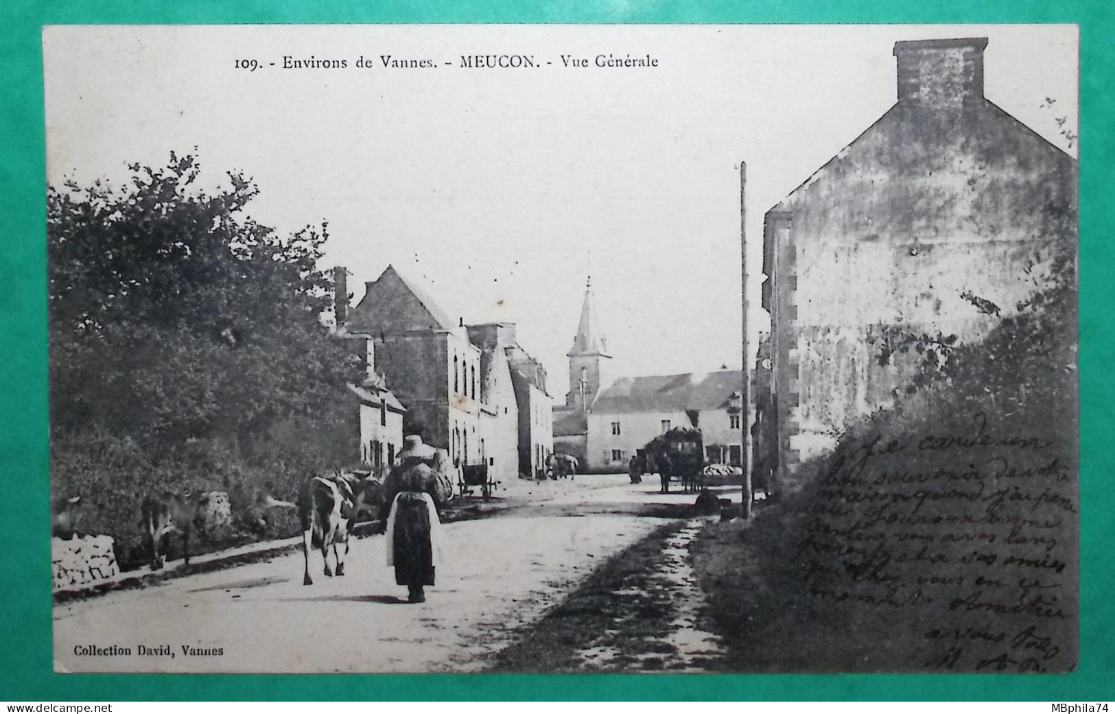 N°116 MOUCHON CARTE POSTALE VANNES BOITE RURALE E MEUCON VACHES POUR LOUROUX BECONNAIS MAINE ET LOIRE 1903 COVER FRANCE - 1877-1920: Semi Modern Period