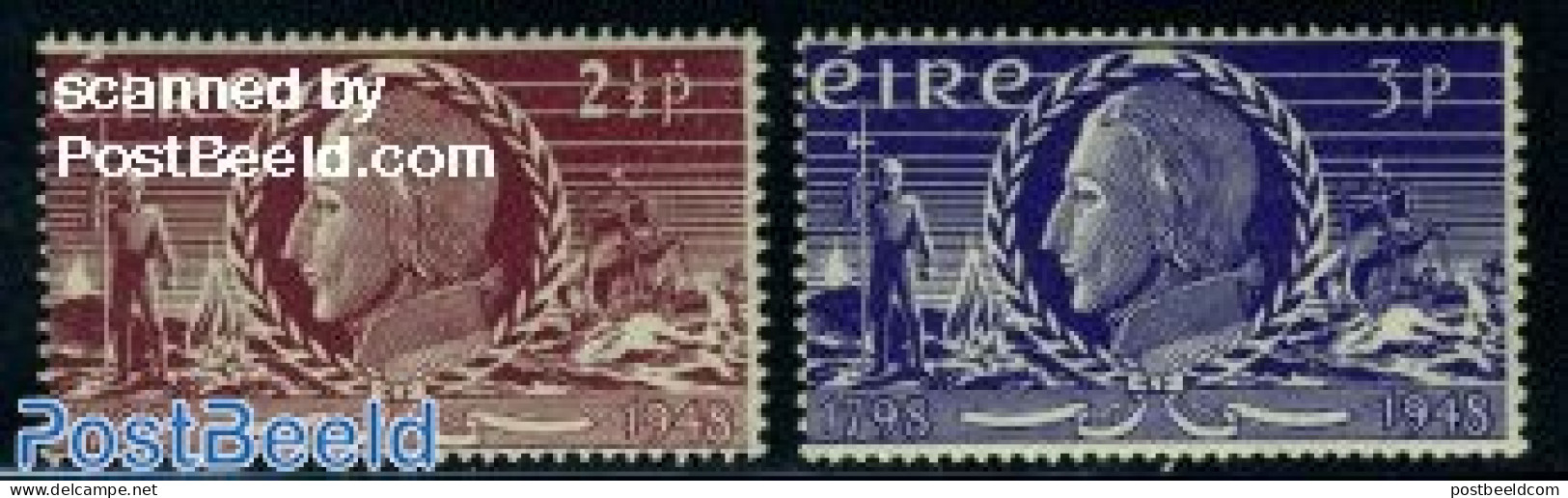 Ireland 1948 Insurrection Of 1748 2v, Mint NH, Transport - Ships And Boats - Ongebruikt