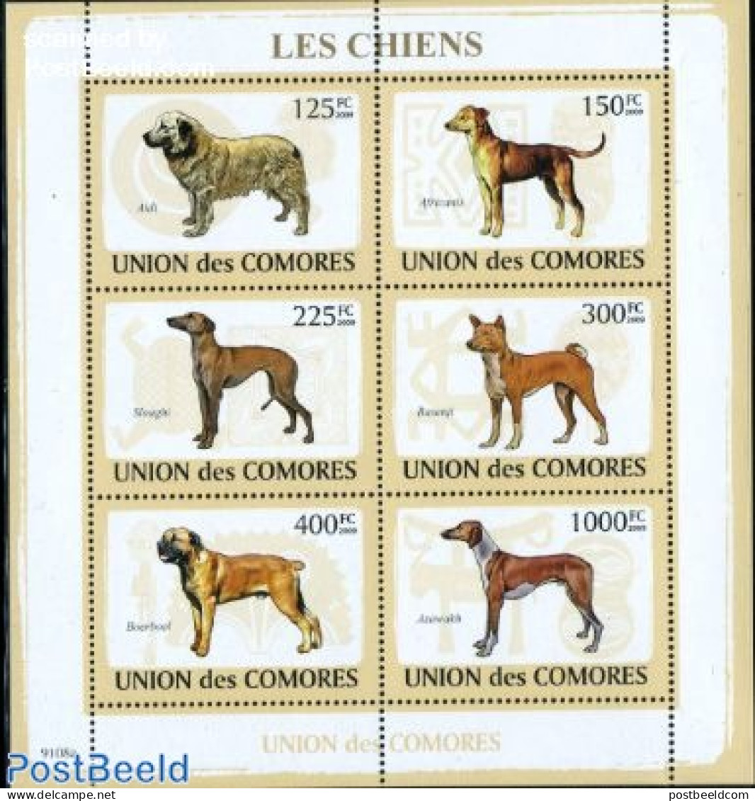 Comoros 2009 Dogs 6v M/s, Mint NH, Nature - Dogs - Comoros