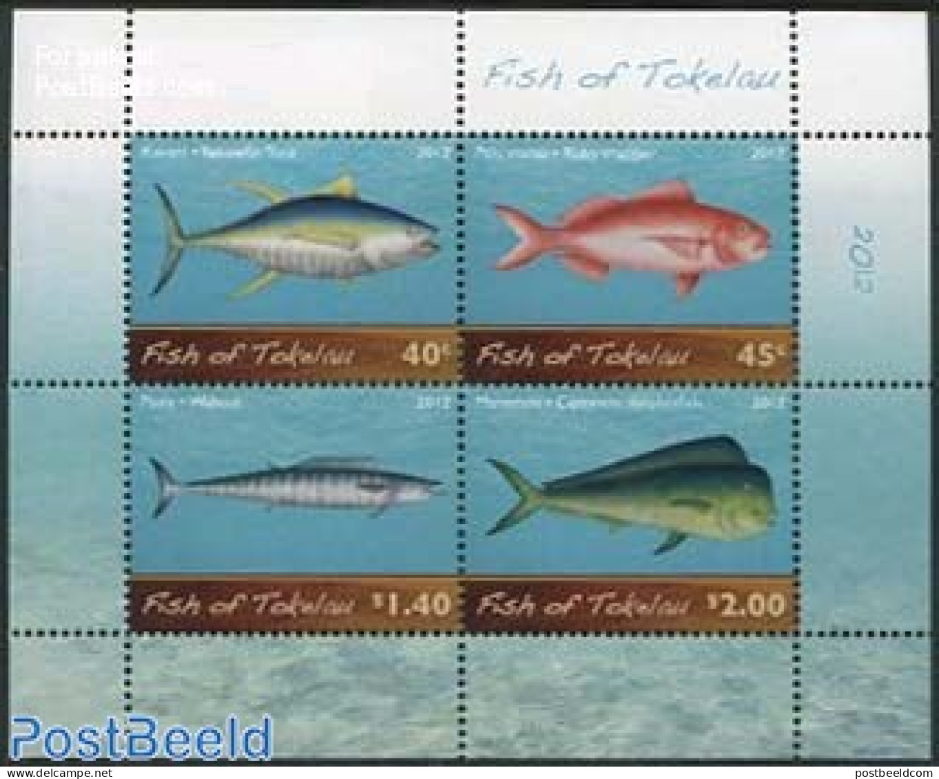 Tokelau Islands 2012 Fish 4v M/s, Mint NH, Nature - Fish - Fische