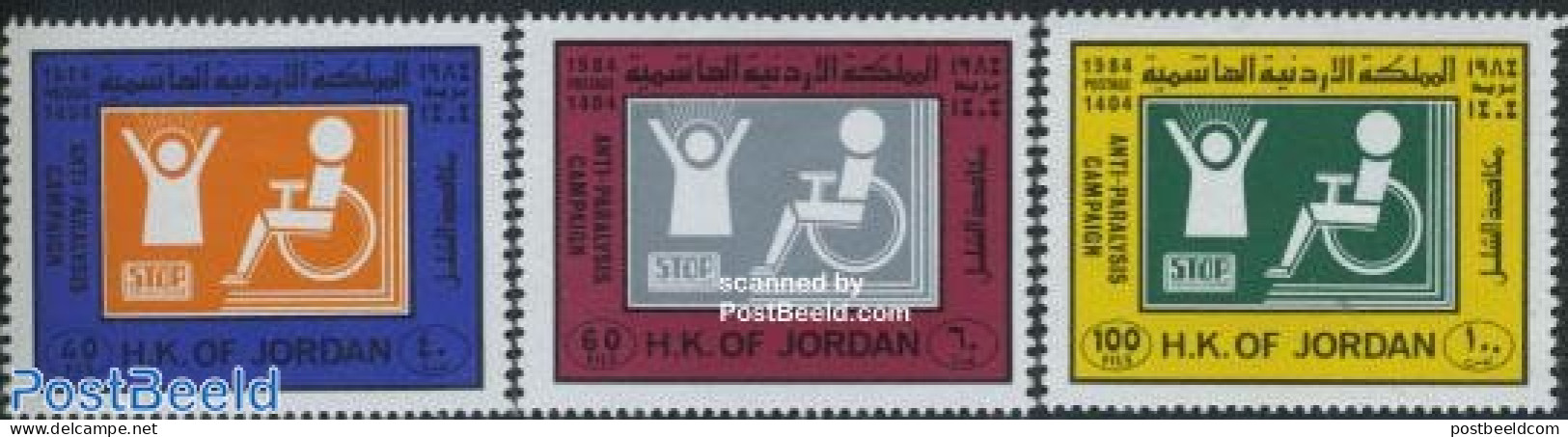 Jordan 1984 Stop Polio 3v, Mint NH, Health - Health - Jordanien