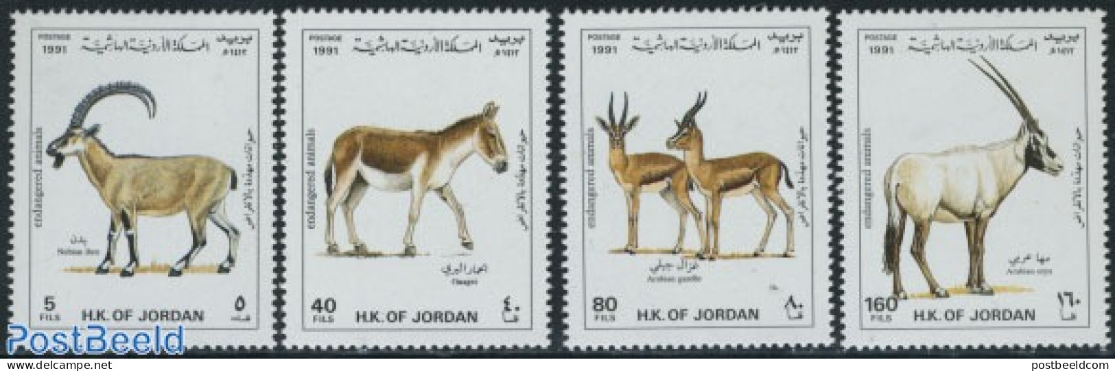 Jordan 1991 Animals 4v, Mint NH, Nature - Animals (others & Mixed) - Jordanië