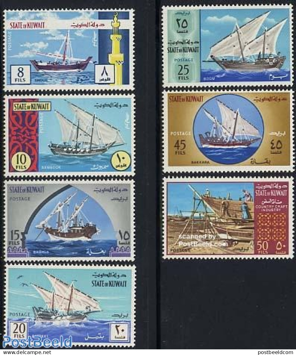 Kuwait 1970 Ships 7v, Mint NH, Transport - Ships And Boats - Bateaux
