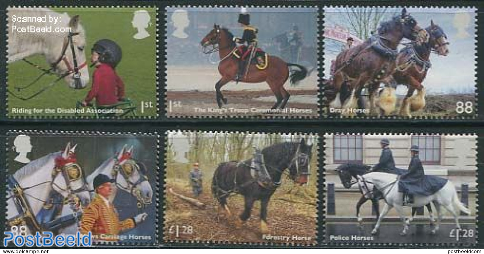 Great Britain 2014 Working Horses 6v, Mint NH, Health - History - Nature - Various - Disabled Persons - Militarism - H.. - Unused Stamps