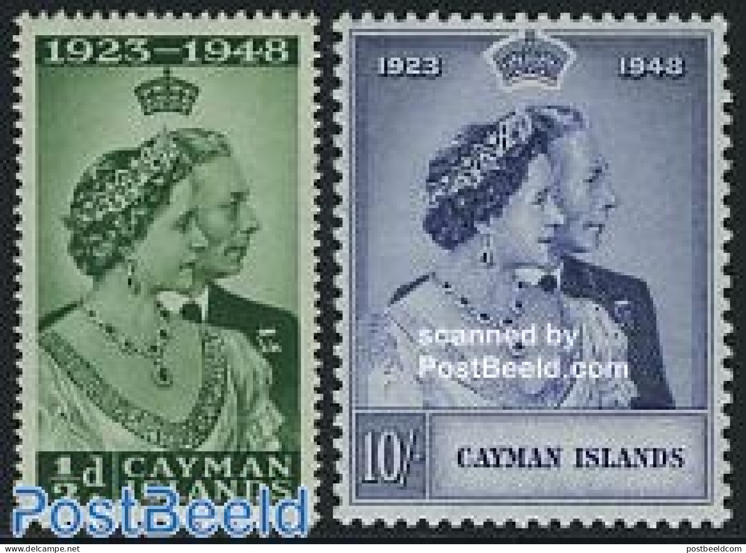Cayman Islands 1948 Silver Wedding 2v, Unused (hinged), History - Kings & Queens (Royalty) - Familias Reales