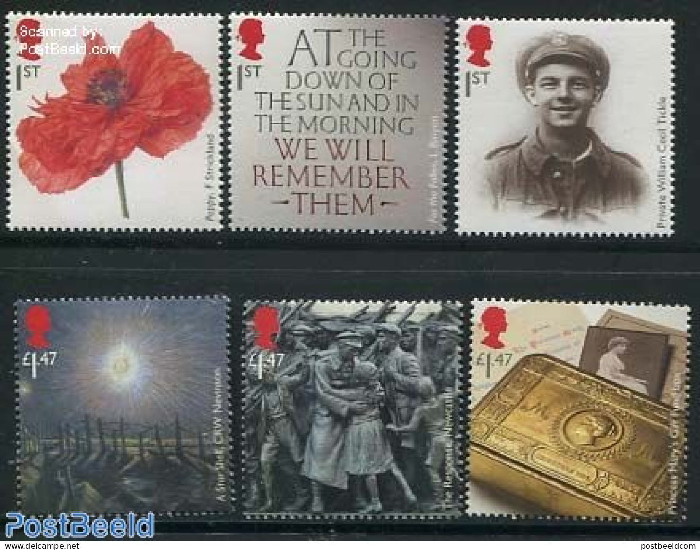 Great Britain 2014 World War I 6v, Mint NH, History - Nature - Militarism - Flowers & Plants - Art - Sculpture - World.. - Ungebraucht