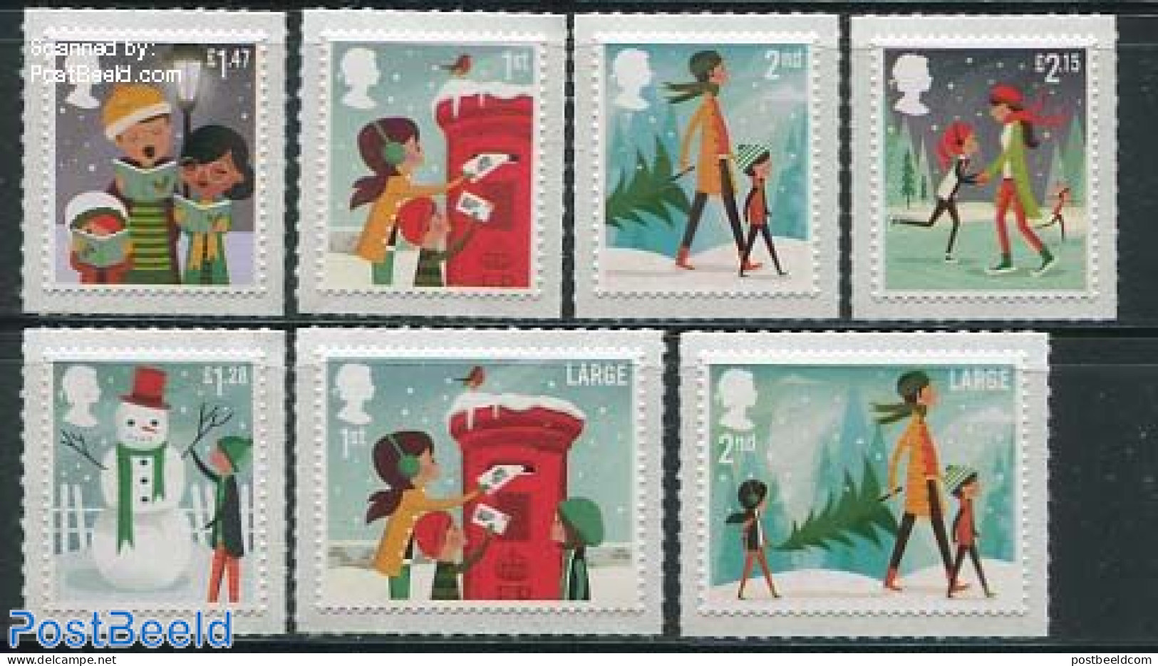 Great Britain 2014 Christmas 7v S-a, Mint NH, Religion - Christmas - Mail Boxes - Unused Stamps