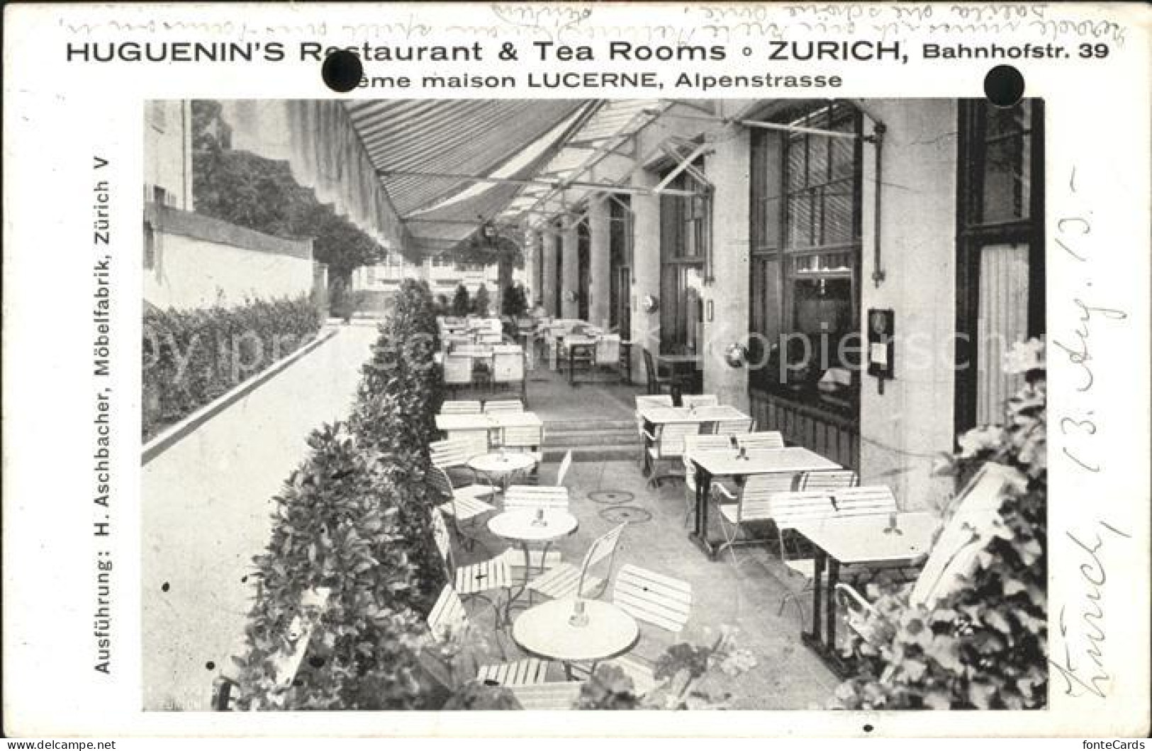 11779257 Zuerich Huguenins Restaurant Und Tea Rooms Zuerich - Autres & Non Classés