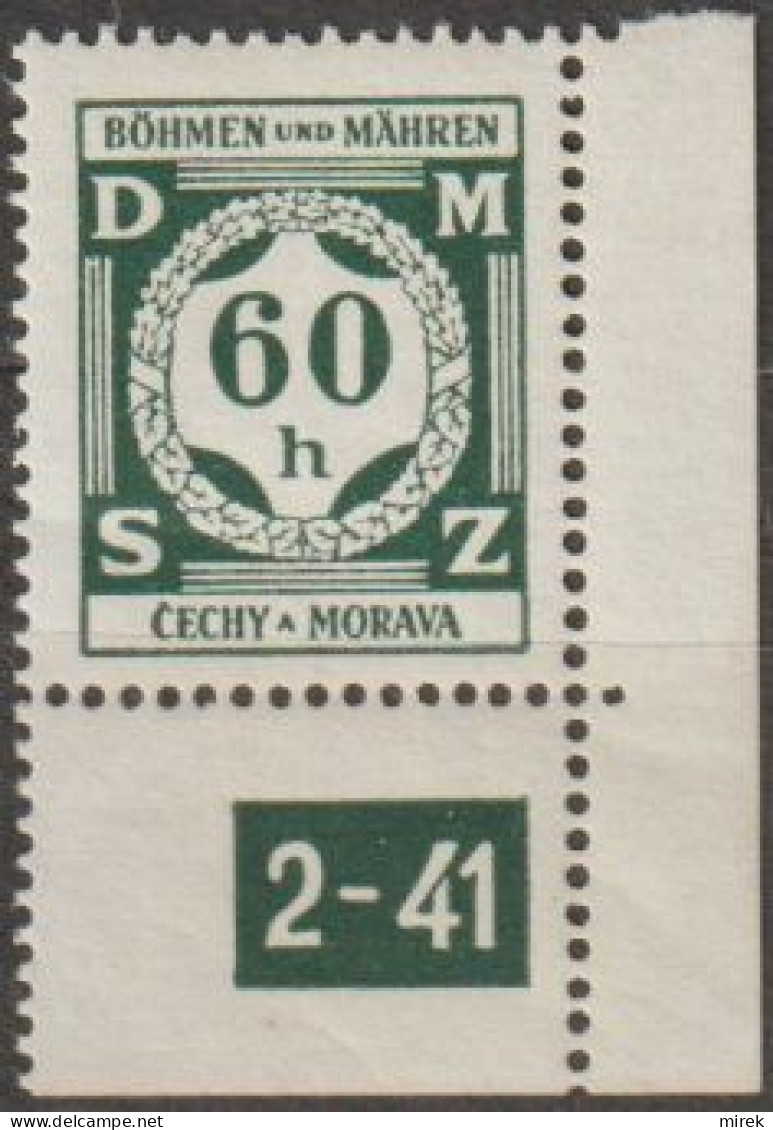 27/ Pof. SL 4, Corner Stamp, Plate Number 2-41 - Ungebraucht
