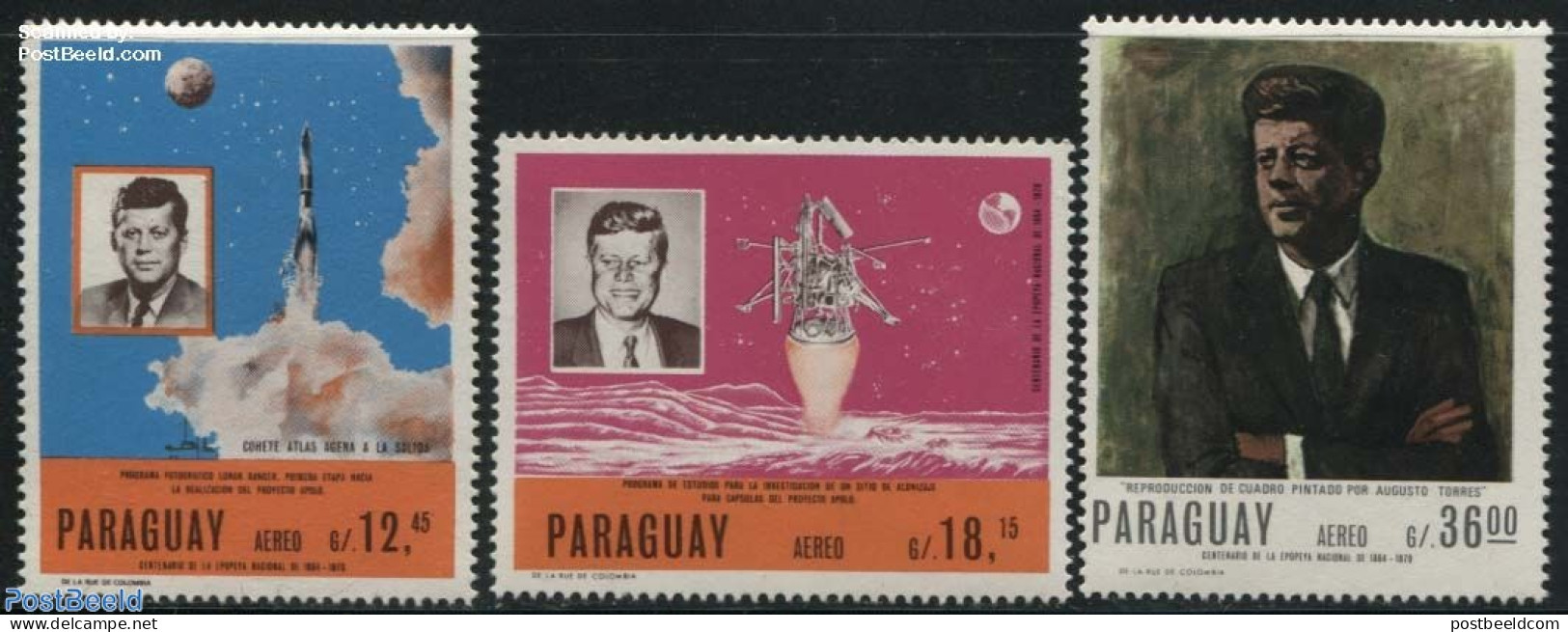 Paraguay 1967 J.F. Kennedy 3v, Airmails, Mint NH, History - Various - American Presidents - Costumes - Kostüme