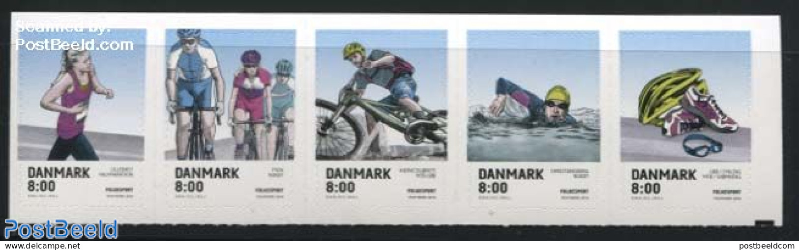 Denmark 2016 Popular Sports 5v S-a, Mint NH, Sport - Athletics - Cycling - Sport (other And Mixed) - Swimming - Neufs