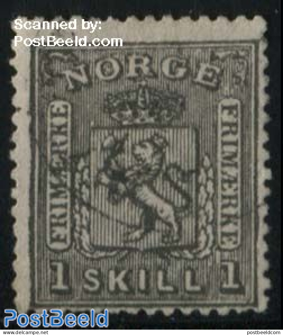 Norway 1867 1Sk Black, Used, Used Stamps - Used Stamps
