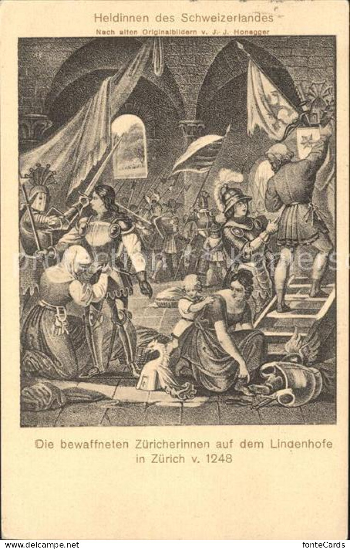 11779137 Zuerich Bewaffnete Zuericherinnen Auf Dem Lindenhofe In Zuerich Gemaeld - Autres & Non Classés