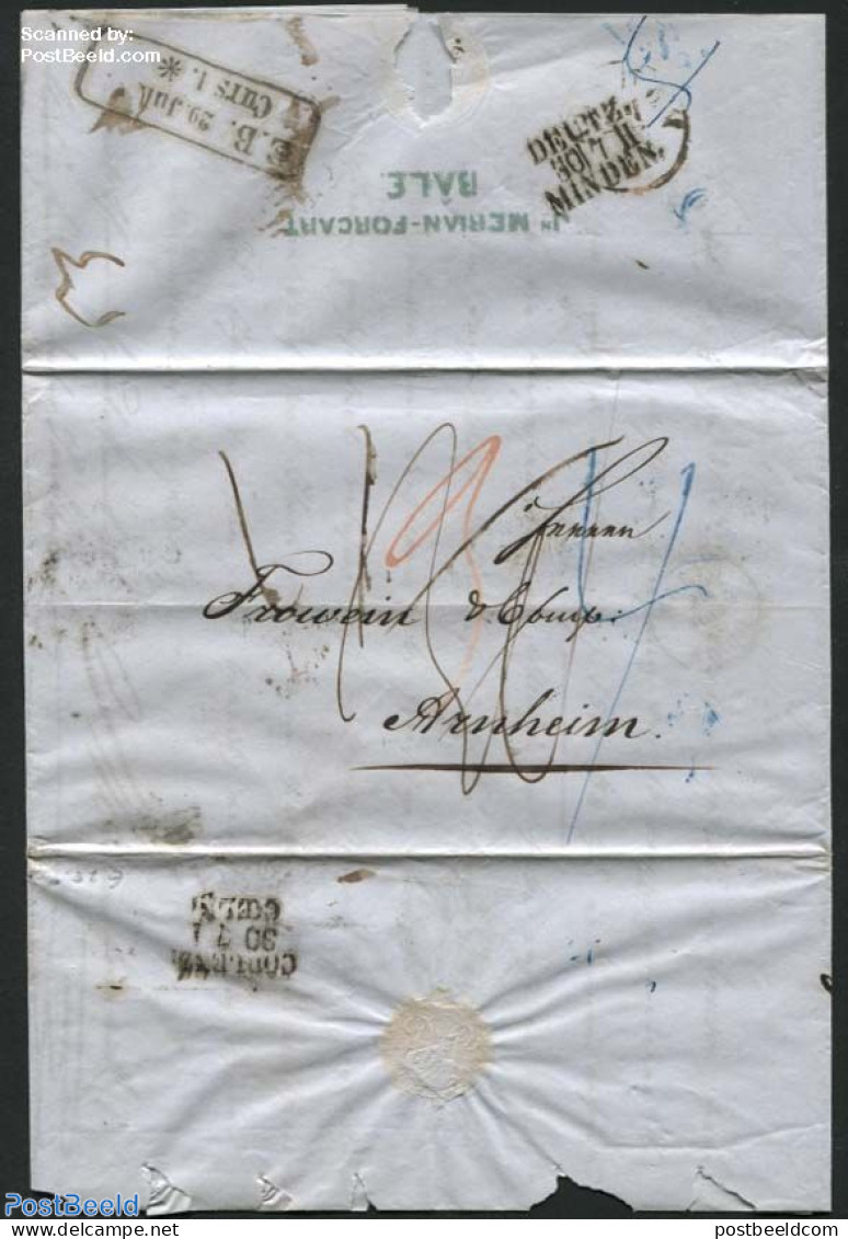 Switzerland 1853 Letter From Basel To Arnhem (NL), Postal History - Storia Postale