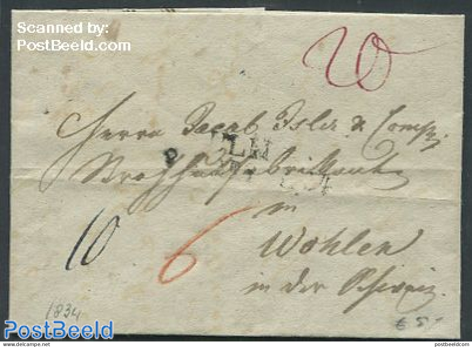 Switzerland 1834 Folding Letter From Switzerland To Wohlen, Germany, Postal History - Cartas & Documentos