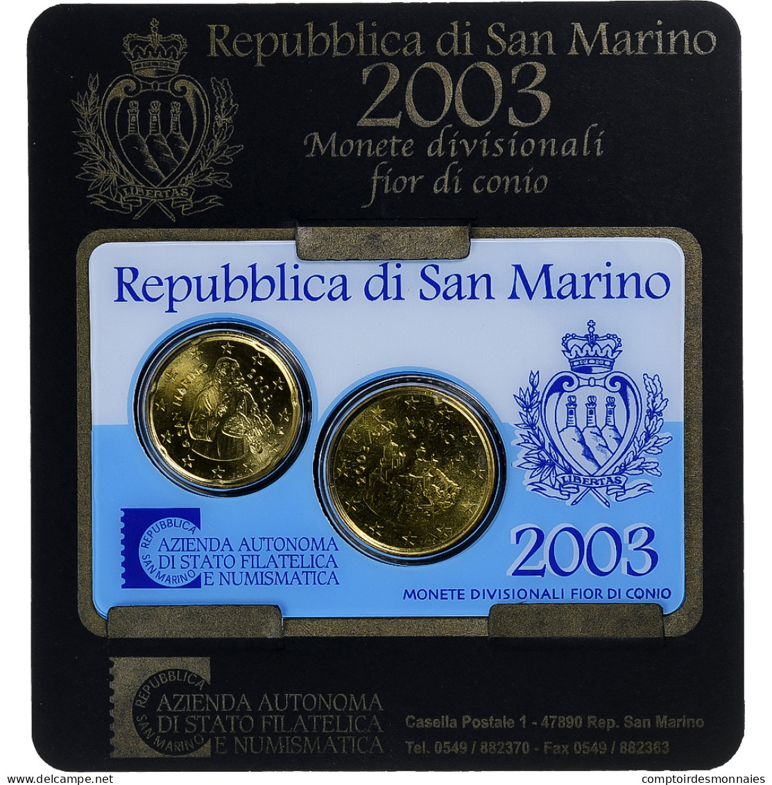 Saint Marin , 20c. + 50c., Coin Card.FDC, 2003, Rome, Or Nordique, FDC - San Marino