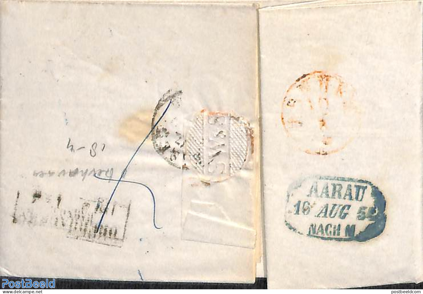 Switzerland 1854 Folding Letter From Menziken To Aarau, Postal History - Briefe U. Dokumente