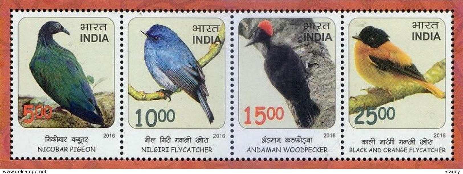 India 2016 Series 1: Near Threatened Birds 4v Set MNH As Per Scan - Altri & Non Classificati