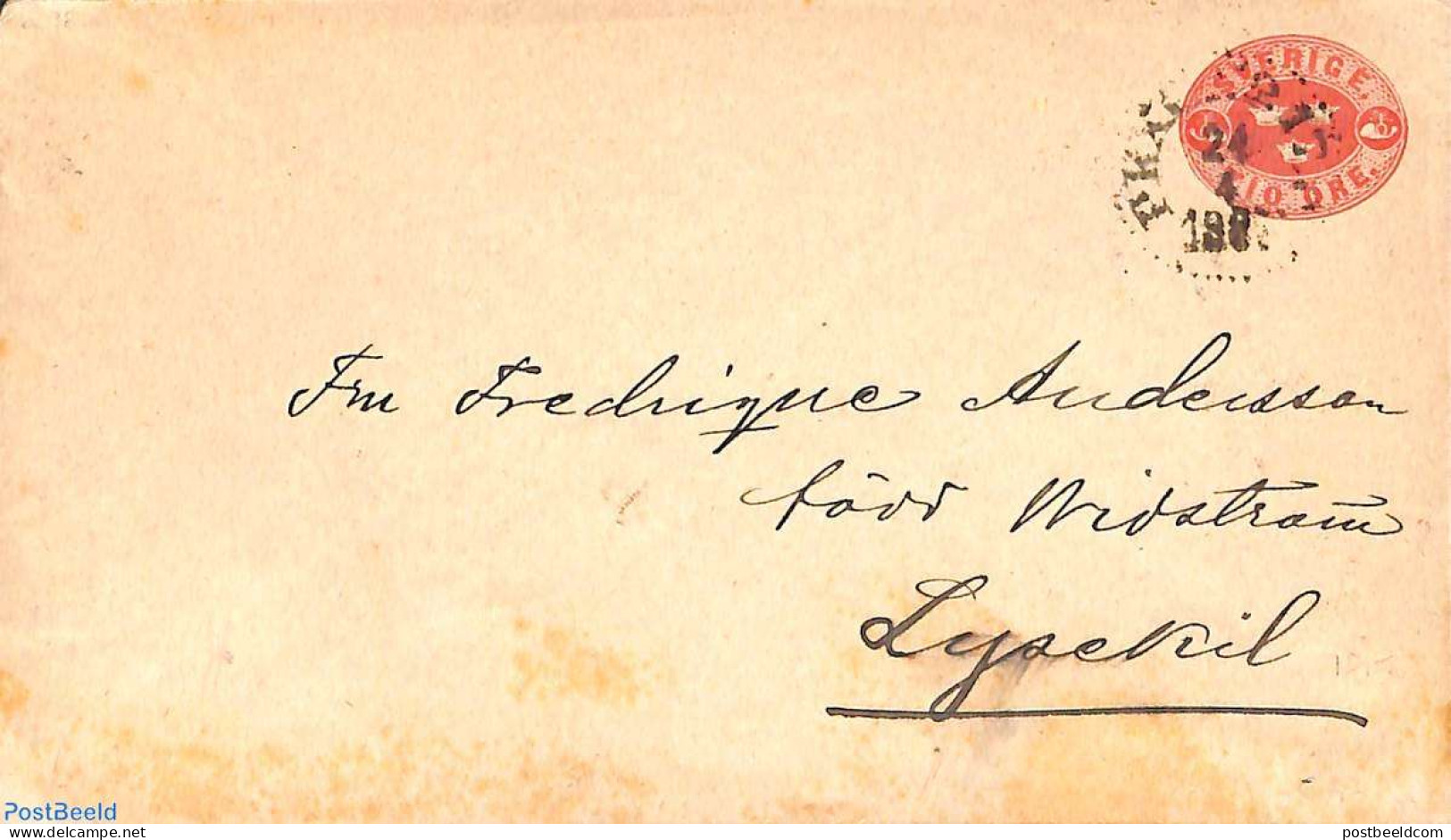 Sweden 1885 Envelope 10o (150x87mm), Used Postal Stationary - Brieven En Documenten