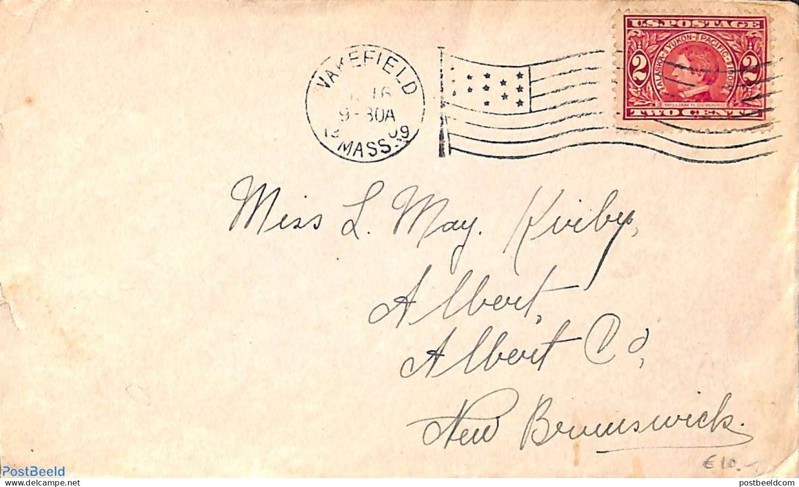 United States Of America 1909 Letter From Wakefield To New Brunswick, Postal History - Lettres & Documents