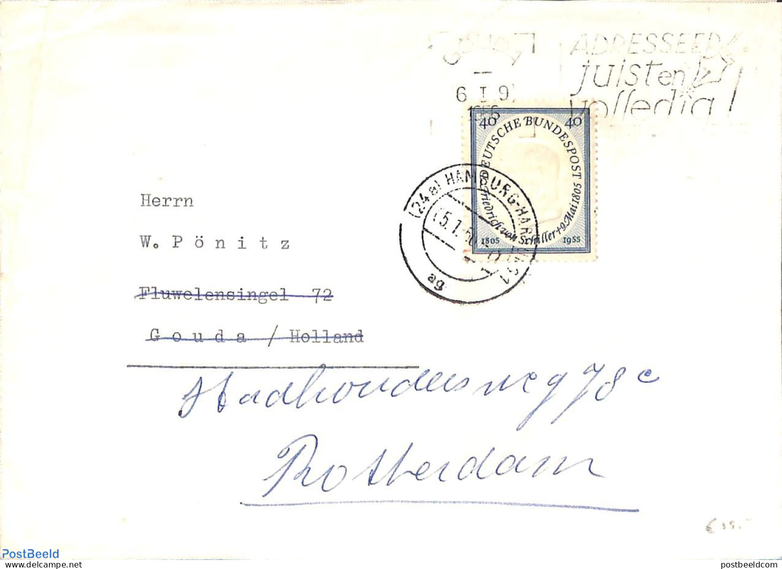 Germany, Federal Republic 1956 Letter To Rotterdam, Postal History - Briefe U. Dokumente