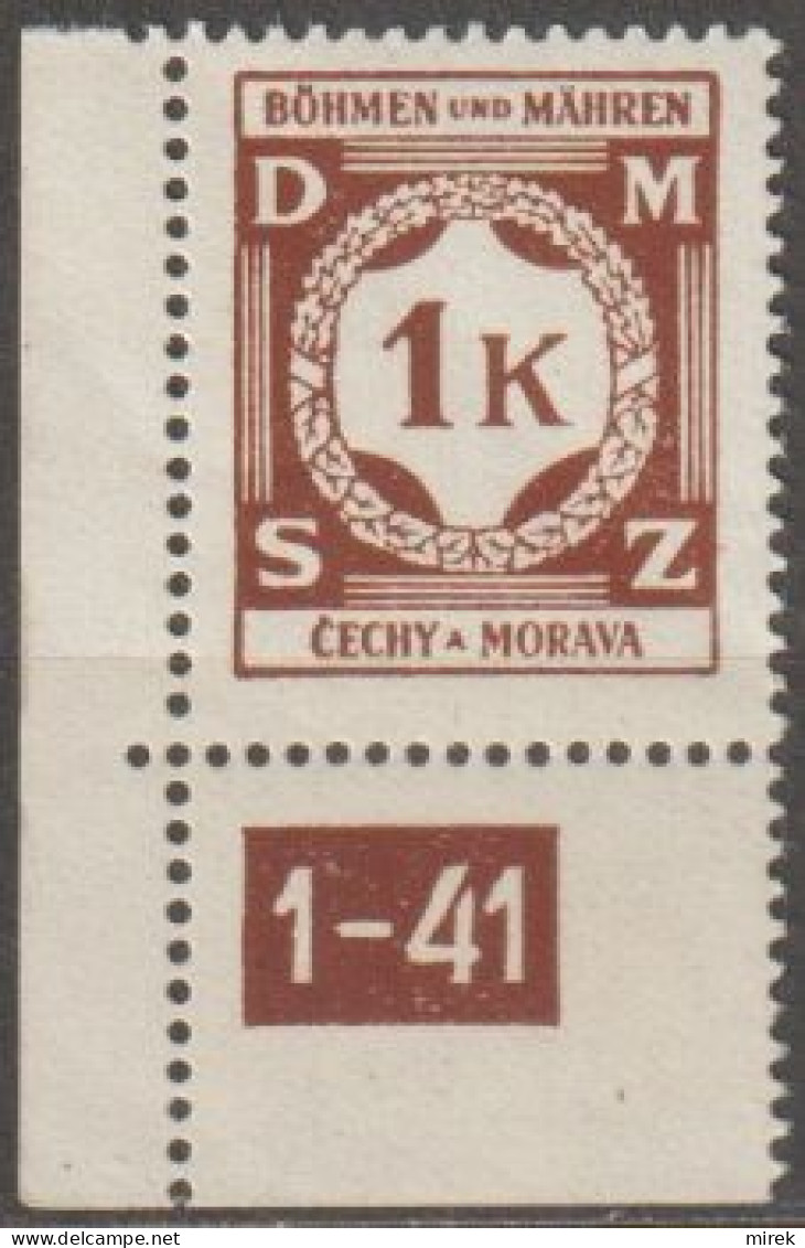 28a/ Pof. SL 6, Corner Stamp, Plate Number 1-41 - Ungebraucht