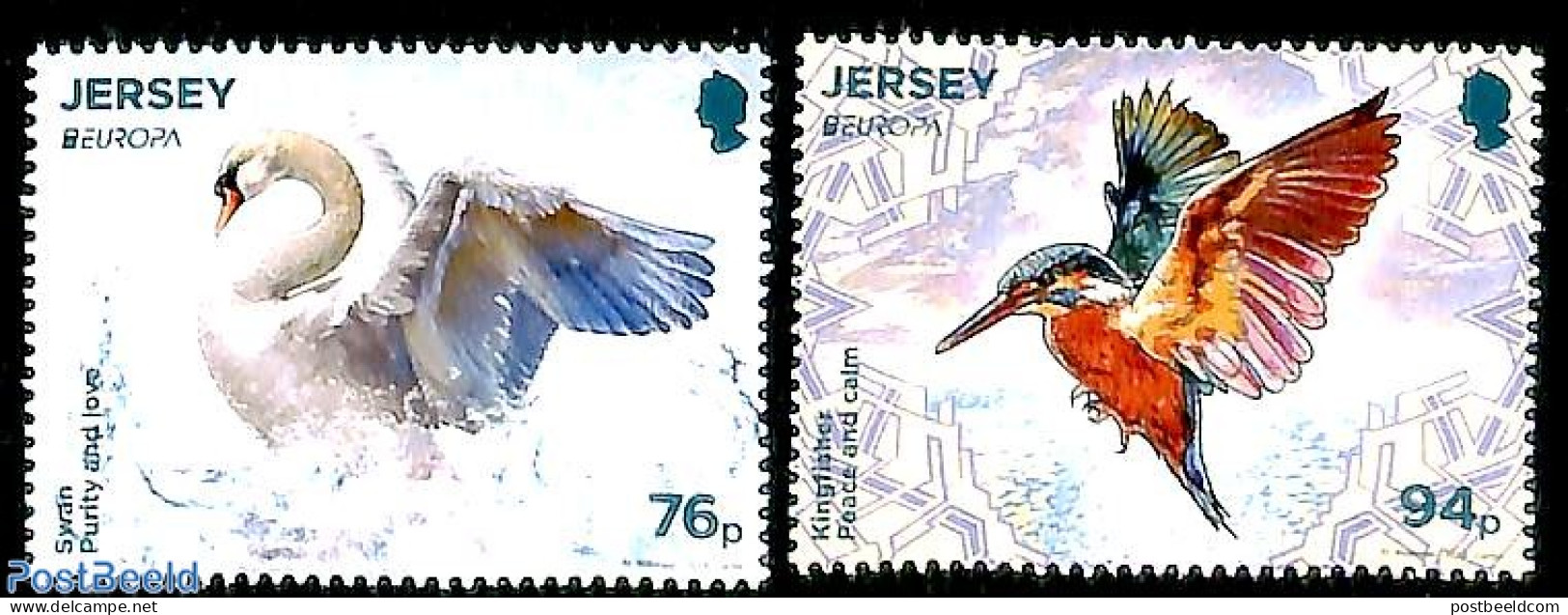 Jersey 2019 Europa, Birds 2v, Mint NH, History - Nature - Europa (cept) - Birds - Kingfishers - Jersey