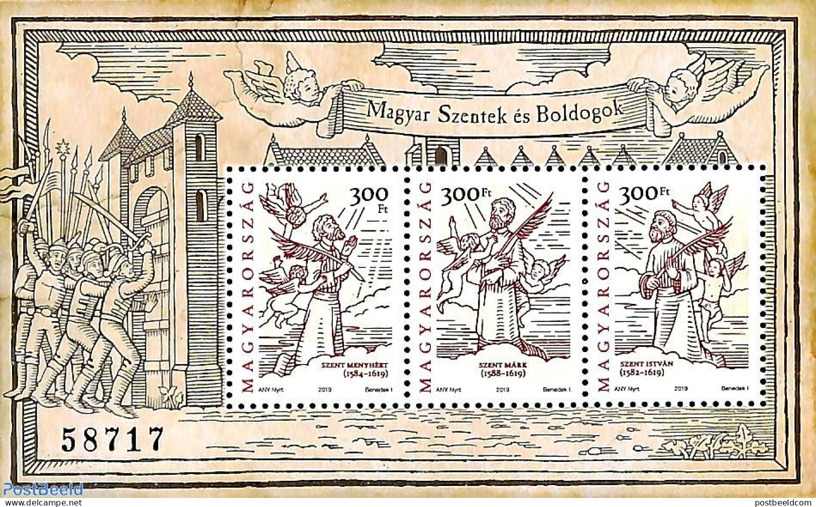 Hungary 2019 Holy And Blessed 3v M/s (black Digits), Mint NH, Religion - Religion - Unused Stamps