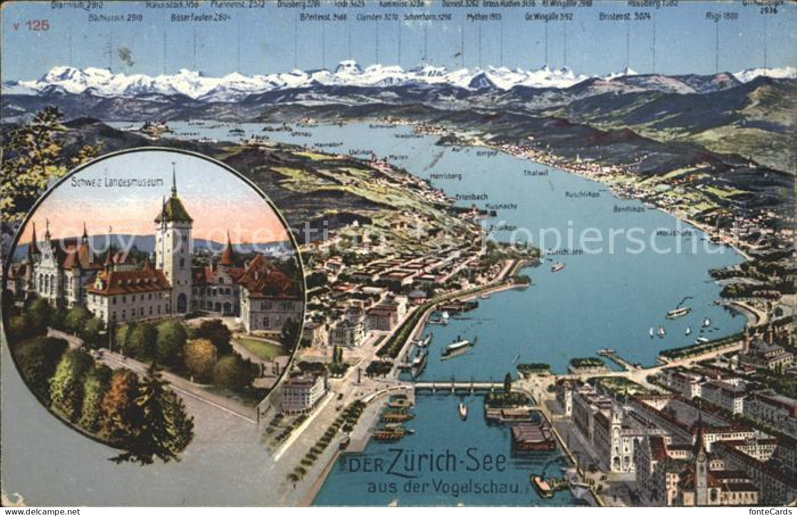 11778926 Zuerichsee Aus Der Vogelschau Mit Schweizer Landesmuseum Zuerich - Autres & Non Classés