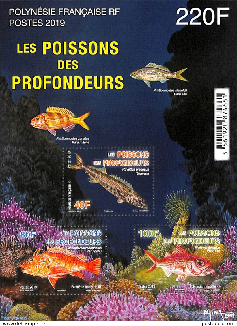 French Polynesia 2019 Deepsea Fish S/s, Mint NH, Nature - Fish - Ongebruikt