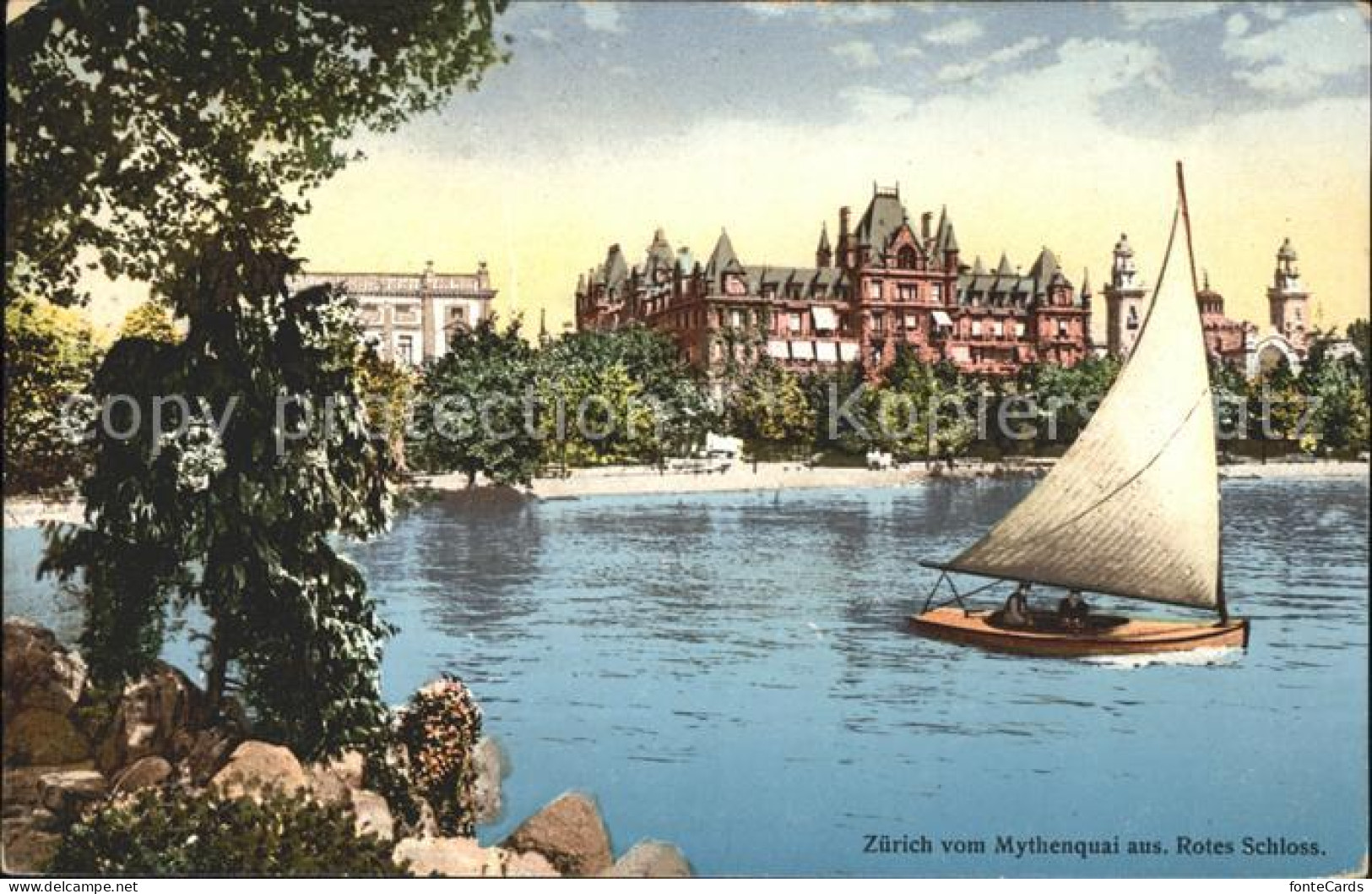 11778776 Zuerich Vom Mythenquai Rotes Schloss Segelboot Zuerich - Sonstige & Ohne Zuordnung