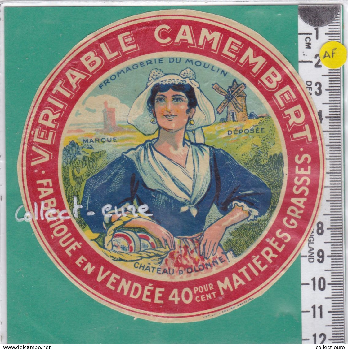 C1335 FROMAGE CAMEMBERT MOULIN A VENT CHATEAU D'OLONNE VENDEE MOULIN A VENT - Kaas